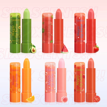 6Pcs Fruit Flavor Lip Balm Set Peach Strawberry LongLasting Moisturizing Lip GlossTransparent Shiny Non StickyHydrating Lip Care