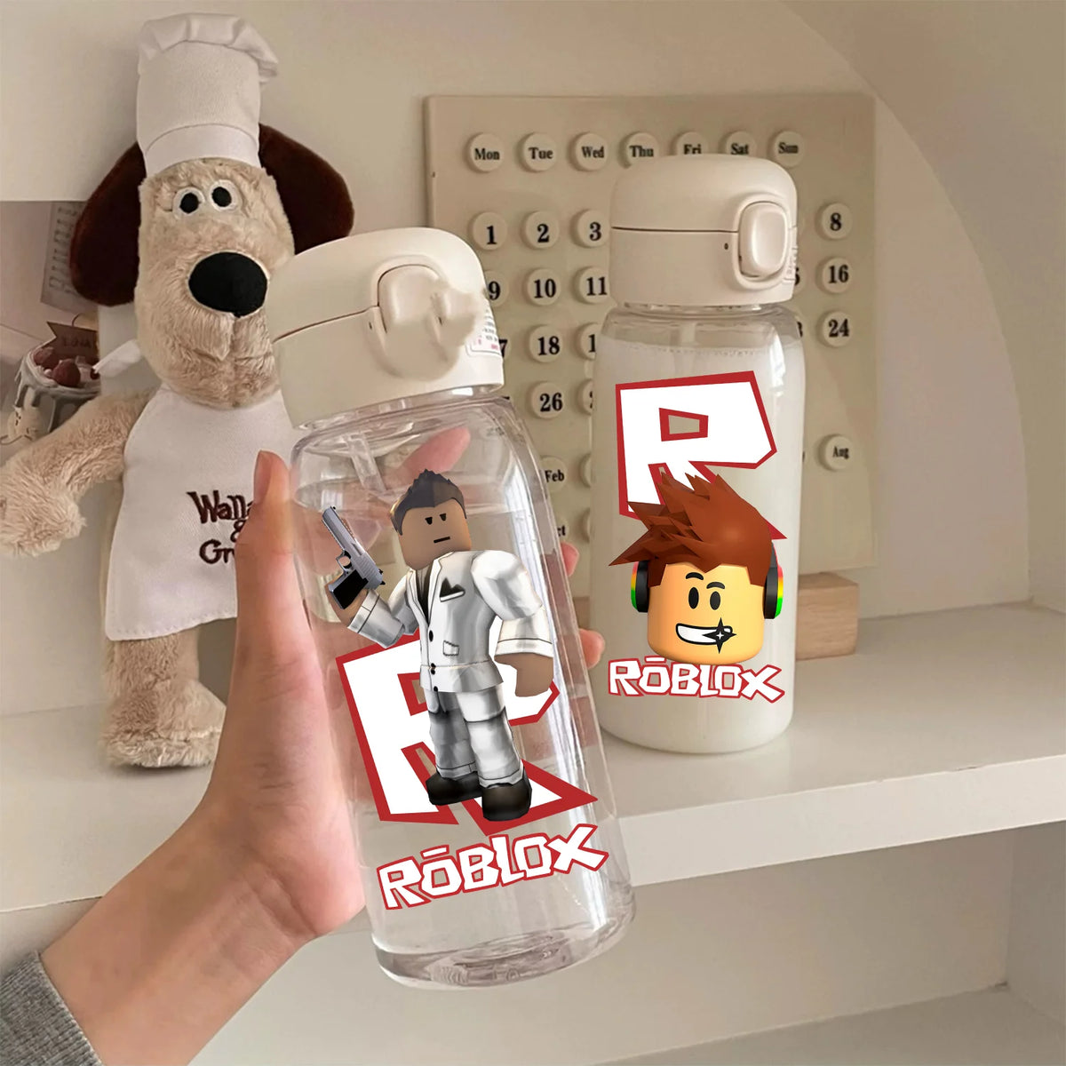 600ml Game Roblox Transparent Straw Water Cup Portable Large Capacity Straw Water Bottle Student Water Cup Plastic Sports Cup
