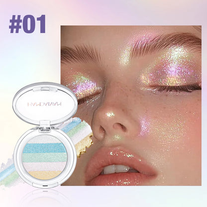 Multipurpose Pressed Powder Eyeshadow Palette Waterproof Long Lasting Highly Pigmented Rainbow Highlighter Chameleon Makeup