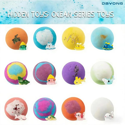 New Bath Bombs Gift Set with Toy Surprise Inside Natural Sea Salt Fizz Balls for Kids Children's Bathtub Fun Gift for Boys Girls