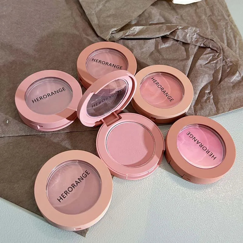 HerorangeHR402 Serbuk Serbuk Monokrom Kalis Air Panjang Tahan Lama Plat Peach Orange Kabus Lembut Lembut Matte Semulajadi Blush