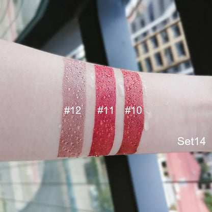 3 Colors/set Matte Velvet Lip Gloss Non-Stick Cup Waterproof Long-lasting Liquid Lipstick Cosmetic Keep 24 Hours Fashion Makeup