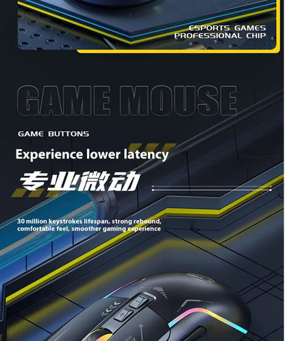Mechanoid-style Wired Gaming Mouse - Macro Programming RGB Glowing FPS Gaming Computer Universal Audio-Enabled E-sports Mouse