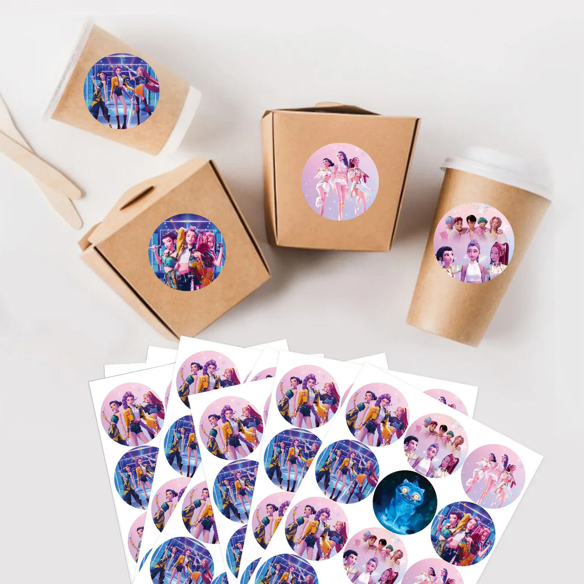 12 PCS Cute Cartoon k-pop Paper Gift Bags with Handles, Sealable Holiday & Party Bags for Candy & Small Gifts  Bullet Points