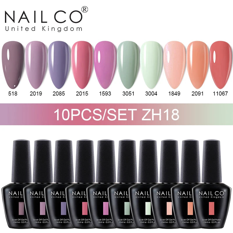 NAILCO 15ml Gel Nail Polish Set 30pcs/Lot Gel Polish Nail Soak Off UV LED Semi-Permanent Varnishes Nail Art Salon Free Shipping