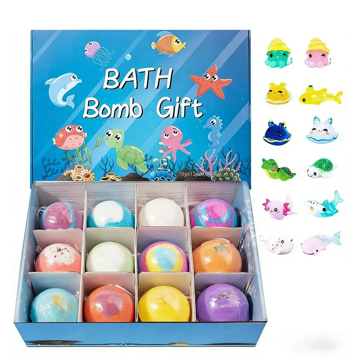 New Bath Bombs Gift Set with Toy Surprise Inside Natural Sea Salt Fizz Balls for Kids Children's Bathtub Fun Gift for Boys Girls