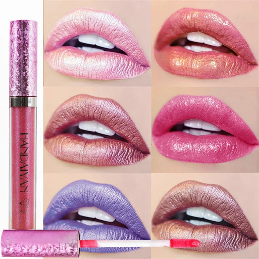 6 Colors Waterproof Nude Pink Glitter Lipstick Makeup Long Lasting Velve Red Sexy Shimmer Lipsticks Cosmetics Beauty