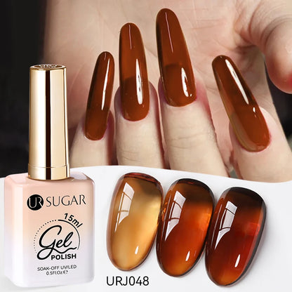 UR SUGAR 15ml Jelly Milky White Translucent Color Gel Polish Semi Permanent UV Gel Nail Art Soak Off Gel Varnish Latest Fashion
