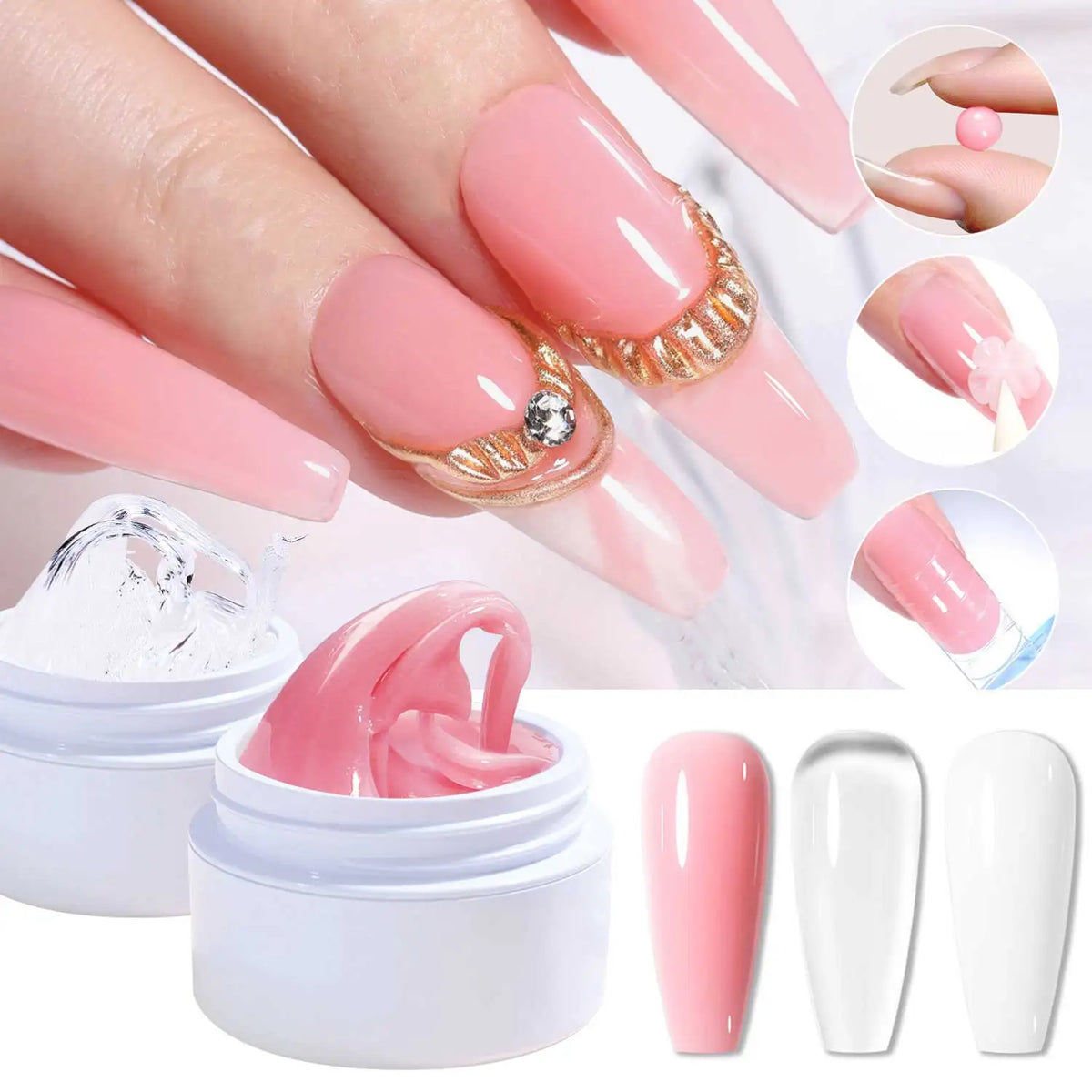 5/15ml Clear Non-Stick Hand Extension Gel Nail Polish 3D Shaping/Sculpting/Carving UV/LED Gel Milky Jelly Hard Gel Manicure DIY