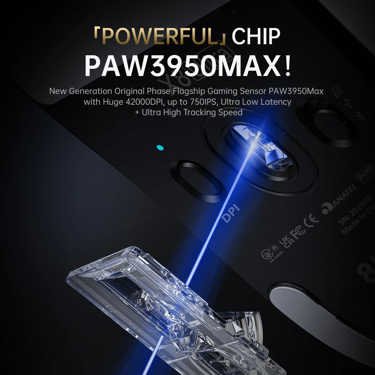 Attack Shark X8Ultra Gaming Mouse & Wireless 8K Receiver,Bluetooth Wireless Connection,PAW3950MAX Sensor,42000DPI,Type-C