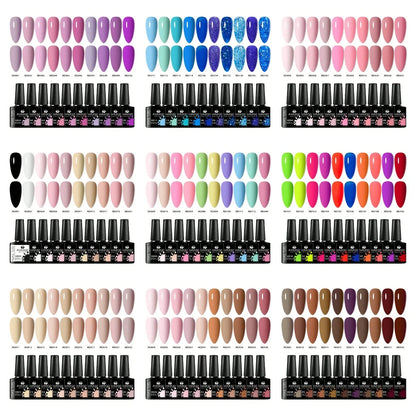 10pc Nail Gel Polish Set HEMA FREE All-Season Nails DIY Nail Art UV/LED Painting Vernis Manicure Kit Long Lasting Hybrid Gel