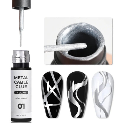 5/7/8ml Super-Bright Metallic Painting Liner Gel Polish Silver/Gold/Rose Mirror Gel Nail Polish Semi Permanent UV Nail Art Verni