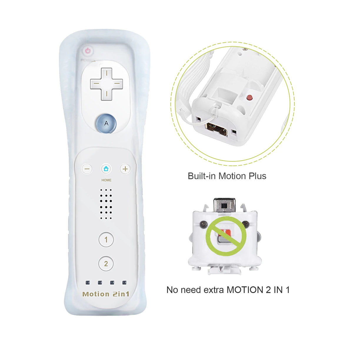 2 in 1 For Nintendo Wii Controller Set Optional Motion Plus Joystick Wireless Remote Gamepad with Silicone Case Video Game