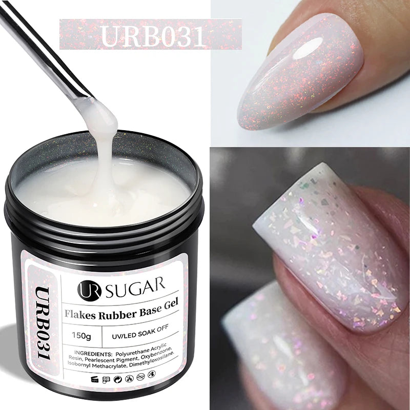 UR SUGAR 150g Rubber Base Gel Nail Polish Sparking Aurora Glitter Rubber Varnish Soak Off Semi permanent UV LED Gel Manicure