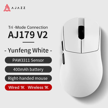 AJAZZ AJ179 PRO PAW3395 Lightweight Wired Wireless Mouse with Magnetic Charging Base Ergonomic Macro Gaming Mouse for PC Laptop