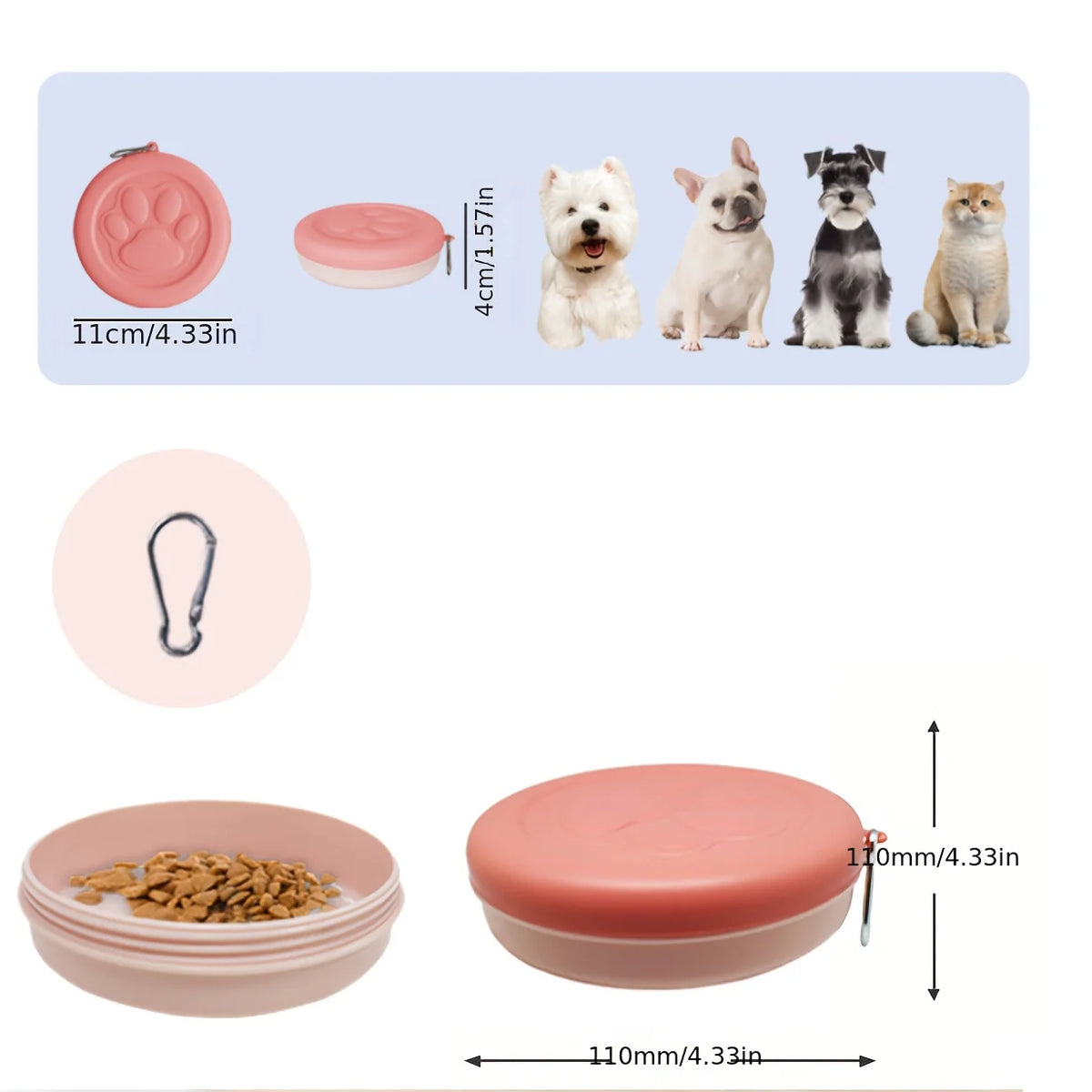 1pc Pet Travel Bowl Pet Outdoor Portable Dog Food Bowl Snack Box Multifunctional Dog and Cat Outdoor Bowl Feeding Water