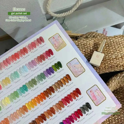 Eleanos Korean Style 60pcs Jelly Opal Gel Polish Set TPO Free Syrup Gel Kit Color Chart For Nail Salon 15ml Transparent UV Gel