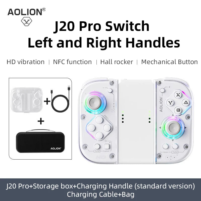 Aolion J20 Knight Wireless Gamepad with Left And Right Switch Hall Joystick Motion Sensing Custom For NS Joycon Game Accessories