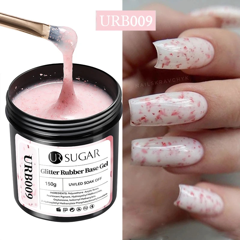 UR SUGAR 150g Rubber Base Gel Nail Polish Sparking Aurora Glitter Rubber Varnish Soak Off Semi permanent UV LED Gel Manicure