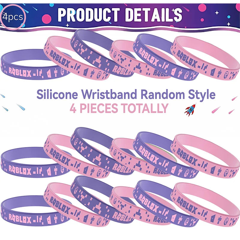 Roblox Girl  Party Wristbands Model 2 Color Sports Silicone Bracelet Toys Party Favors Gift  4pcs Tableware Kit Supplie Kids