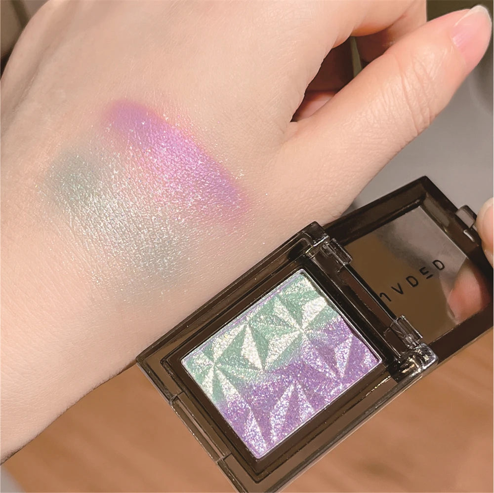 Chameleon Gradient Eyeshadow Palette Glitter Smokey Silver Blue Highlighter Metallic Pearlescent Eyes Makeup Lasting Brightening