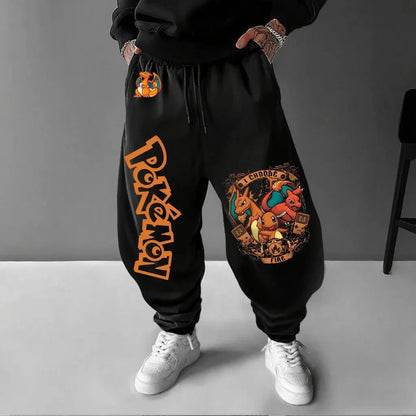 Pokemon Animation Derivatives Men's and Women's Summer Fashion Oversize Hoodie and Sweatpants Popular Top