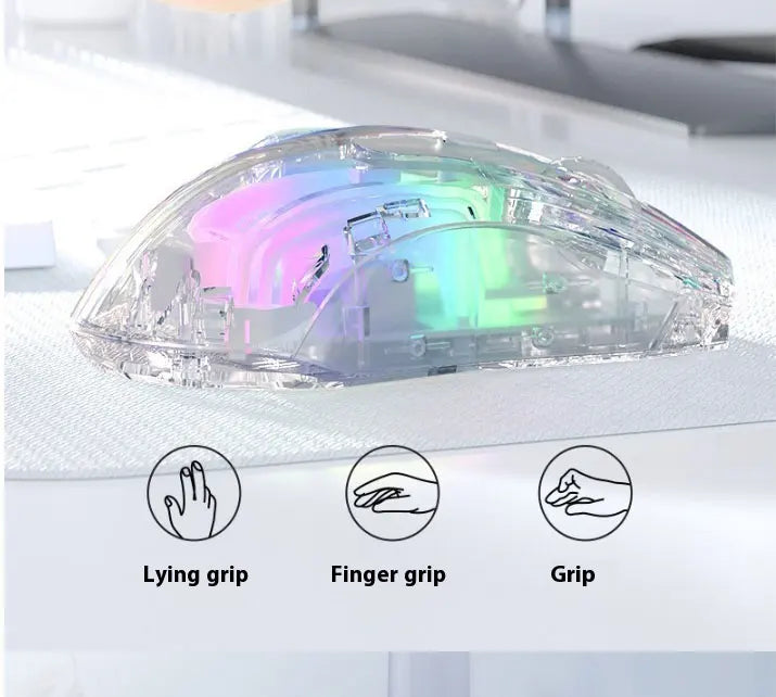 LANGTU G4 Three Mode RGB Bluetooth Wireless Mouse - Desktop Laptop Gaming Office Silent Transparent Mouse