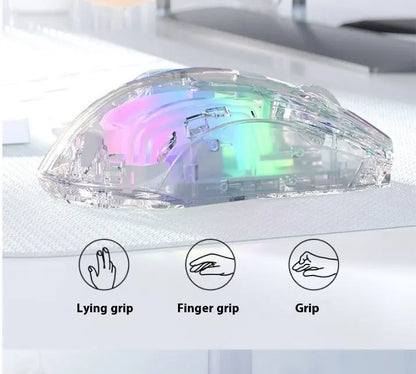LANGTU G4 Three Mode RGB Bluetooth Wireless Mouse - Desktop Laptop Gaming Office Silent Transparent Mouse