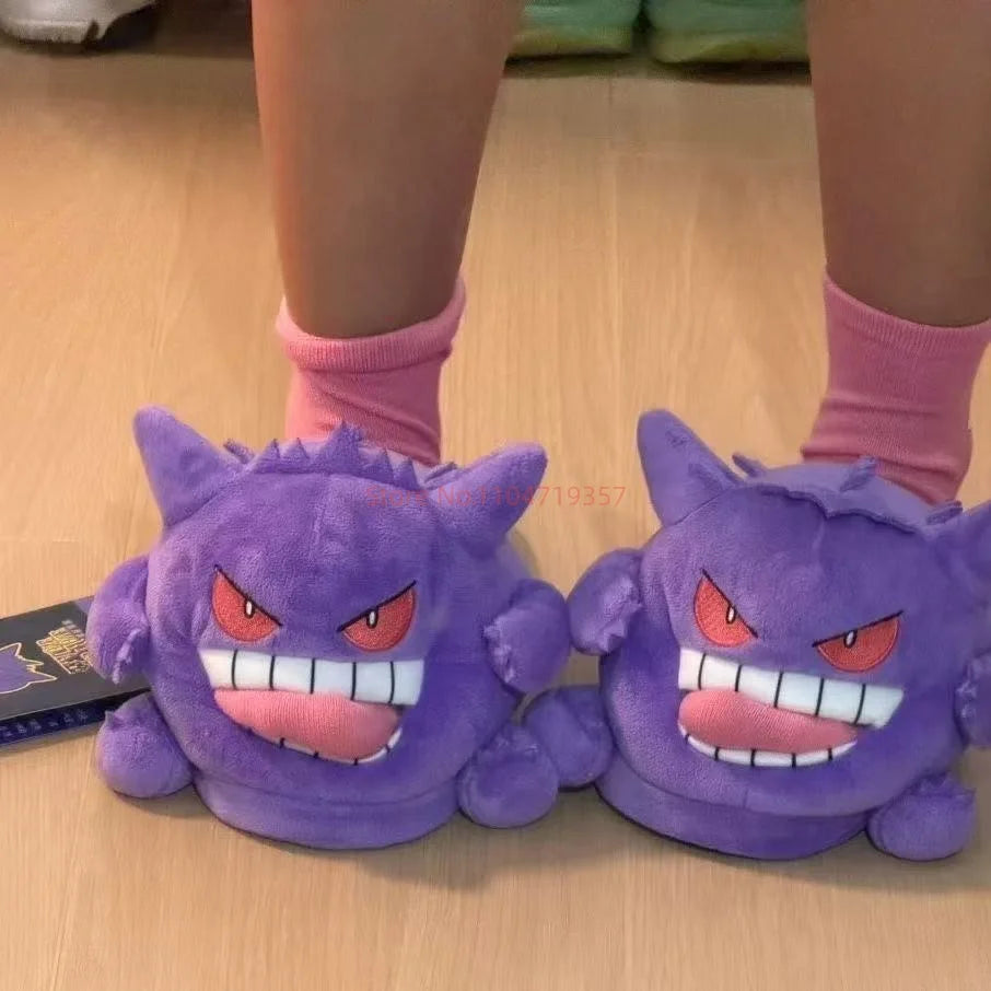 Pokemon Gengar Slippers Funny Tongue Out Design Soft Sole Cute Cozy Winter Warm Indoor Couple Home Wacky Slippers Toy Gifts