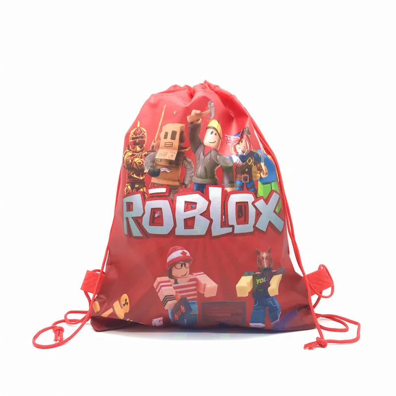 6/12/18/56PCS Roblox Nonwoven Drawstring Bag Roblox Game Party Decorations Kids Birthday Party Baby Shower Supplies Gift