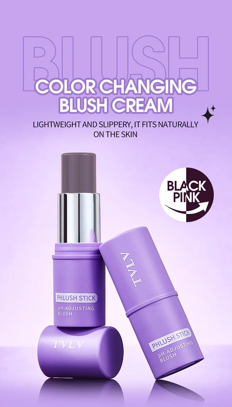 Colorchanging Blush and Lip Balm Dual Applicator Stick Keeps Makeup in Place, Provides Natural Temperature-changing Blush Effect