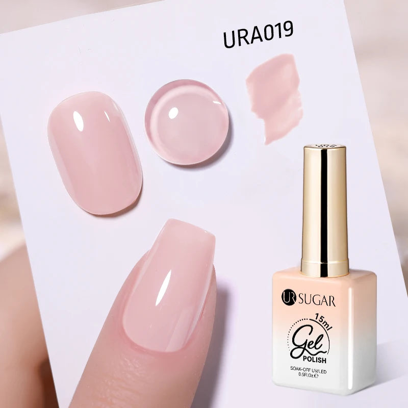 UR SUGAR 15ml Jelly Milky White Translucent Color Gel Polish Semi Permanent UV Gel Nail Art Soak Off Gel Varnish Latest Fashion