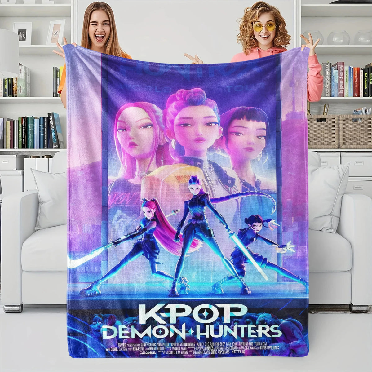 K-Pop Demon Hunter Theme Blanket, Soft Cozy Flannel Cover Blanket, Fan Gift Blanket, Multi-Purpose Blanket for Home and Leisure