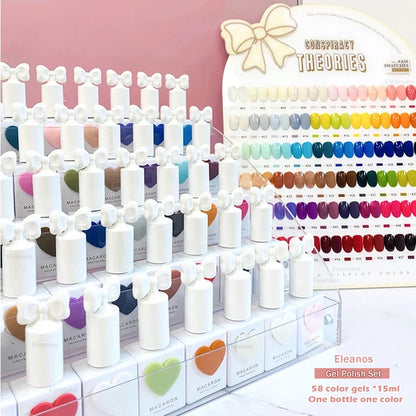 Eleanos 58 Colors Macaron Nail Gel Polish Set TPO FREE Gel Varnishes Nail Salon Wholesale Marnicure UV Gel Learner Kit 15ml