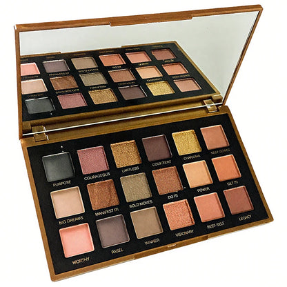 18 Color Golden Eye Shadow Palette Pearl Rose Gold Black Punk Style Matte & Glitter Eyeshadow Makeup Pearlescent Flow