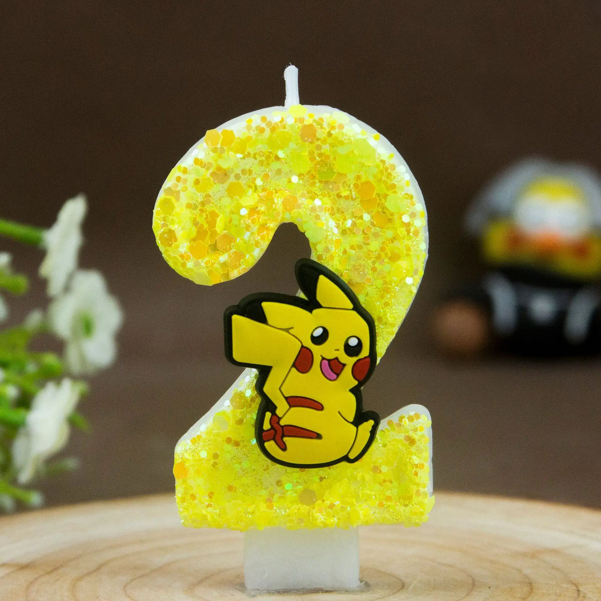 Birthday candle yellow Pikachu party cake decoration plug-in digital candle 0-9