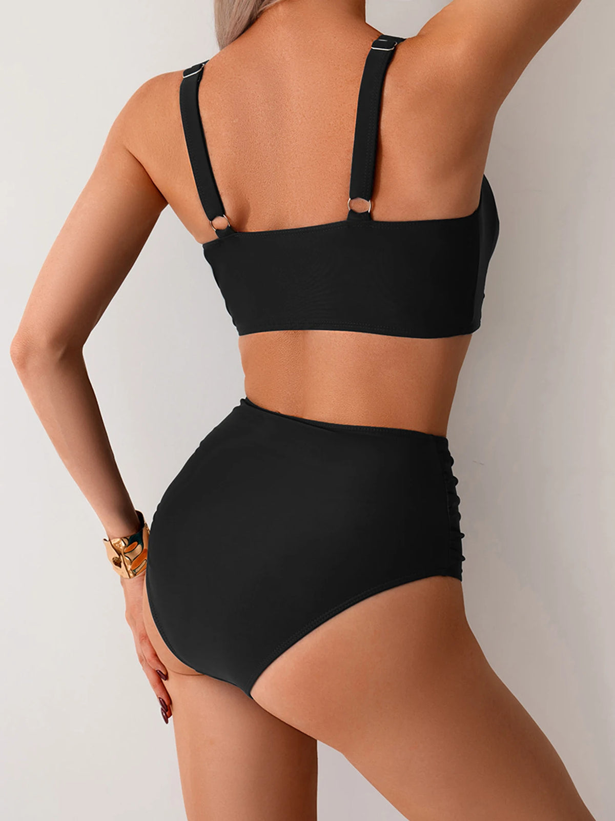 2026 New Solid High Waist Bikini Sets Swimsuit For Women Push Up Swimwear Female Two Pieces Bathing Suit Beachwear Swimming Suit