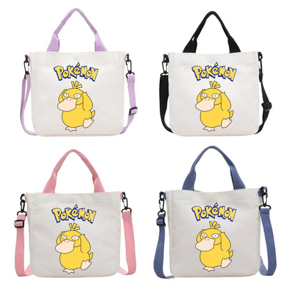Anime Pokemon Pikachu Canvas Shoulder Bag Cute Cartoon Pattern Print Handbag Boys Girls Leisure Crossbody Bag Birthday Gift