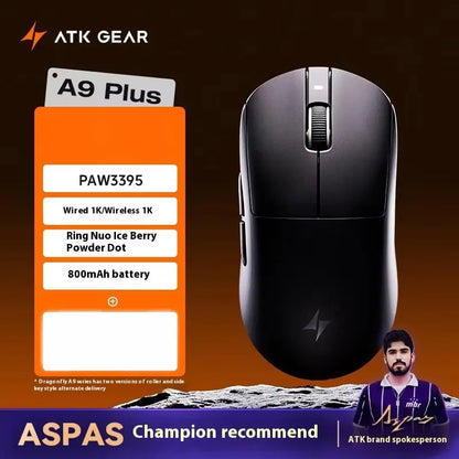 ATK DragonFly A9 Air Ultimate Wireless Gaming Mouse PAW3950 Ultra 42000DPI 750IPS 8KHz RGB Ergonomic Design for Windows MacOs