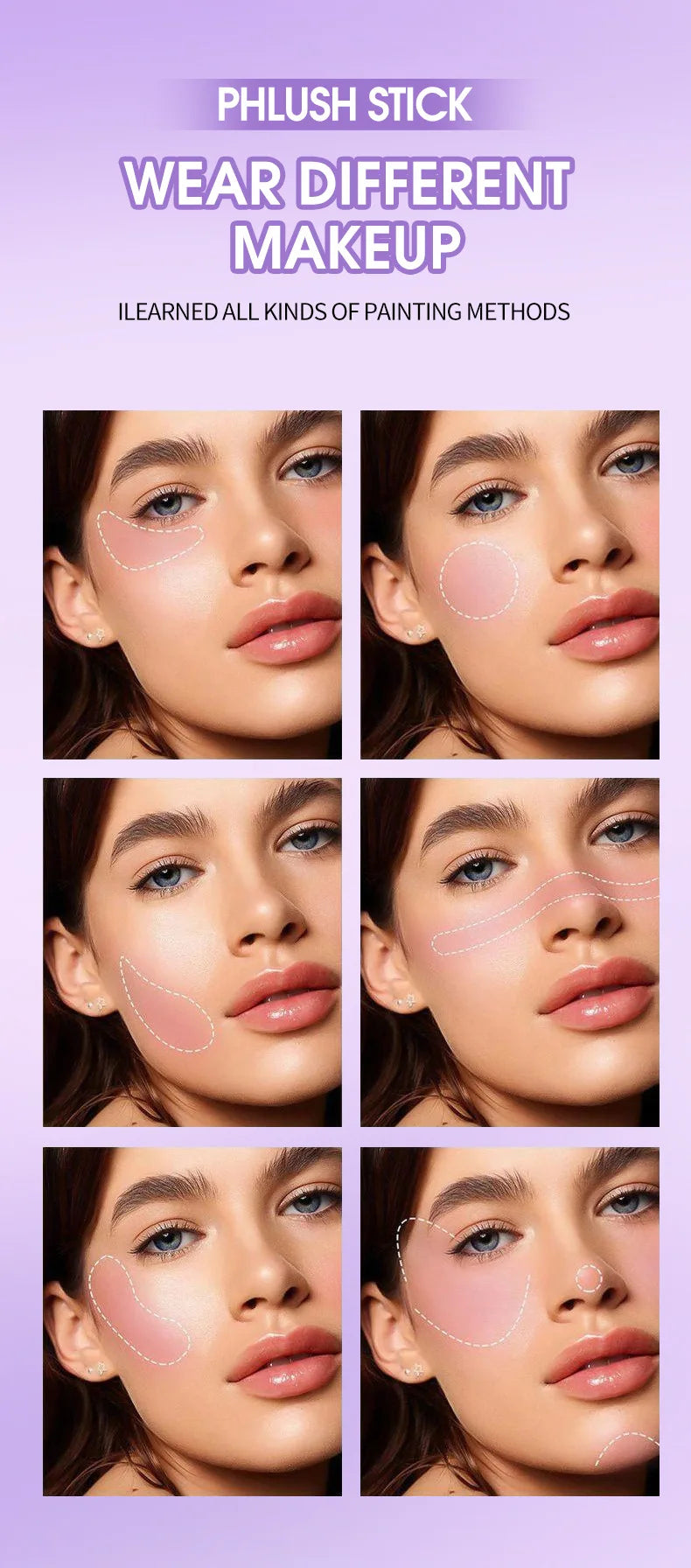 Colorchanging Blush and Lip Balm Dual Applicator Stick Keeps Makeup in Place, Provides Natural Temperature-changing Blush Effect