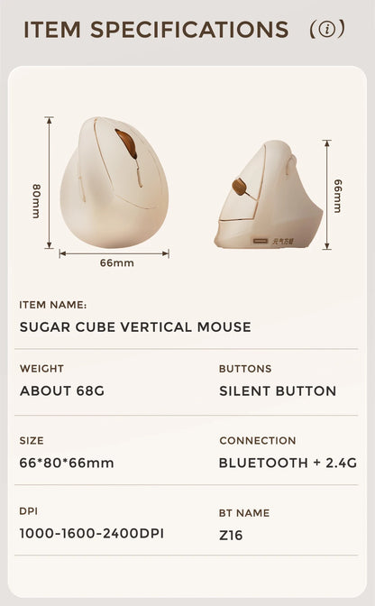 DAREU Mini Ergonomic Vertical Mouse 2.4G USB Bluetooth Wireless Optical Mice 3 Adjustable DPI 1000,1600,2400 for Small Hands