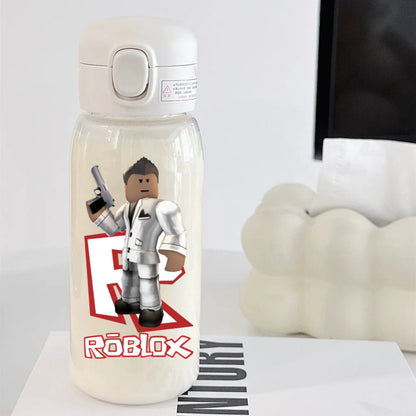 600ml Game Roblox Transparent Straw Water Cup Portable Large Capacity Straw Water Bottle Student Water Cup Plastic Sports Cup