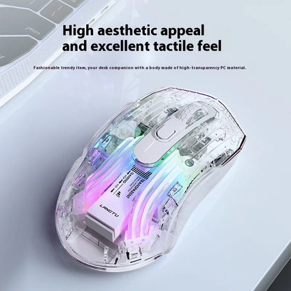 LANGTU G4 Three Mode RGB Bluetooth Wireless Mouse - Desktop Laptop Gaming Office Silent Transparent Mouse