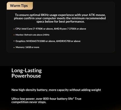 ATK DragonFly A9 Air Ultimate Wireless Gaming Mouse PAW3950 Ultra 42000DPI 750IPS 8KHz RGB Ergonomic Design for Windows MacOs