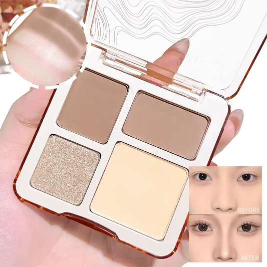The four-color highlighter contour palette is matte and long-lasting, brightening three-dimensional contours