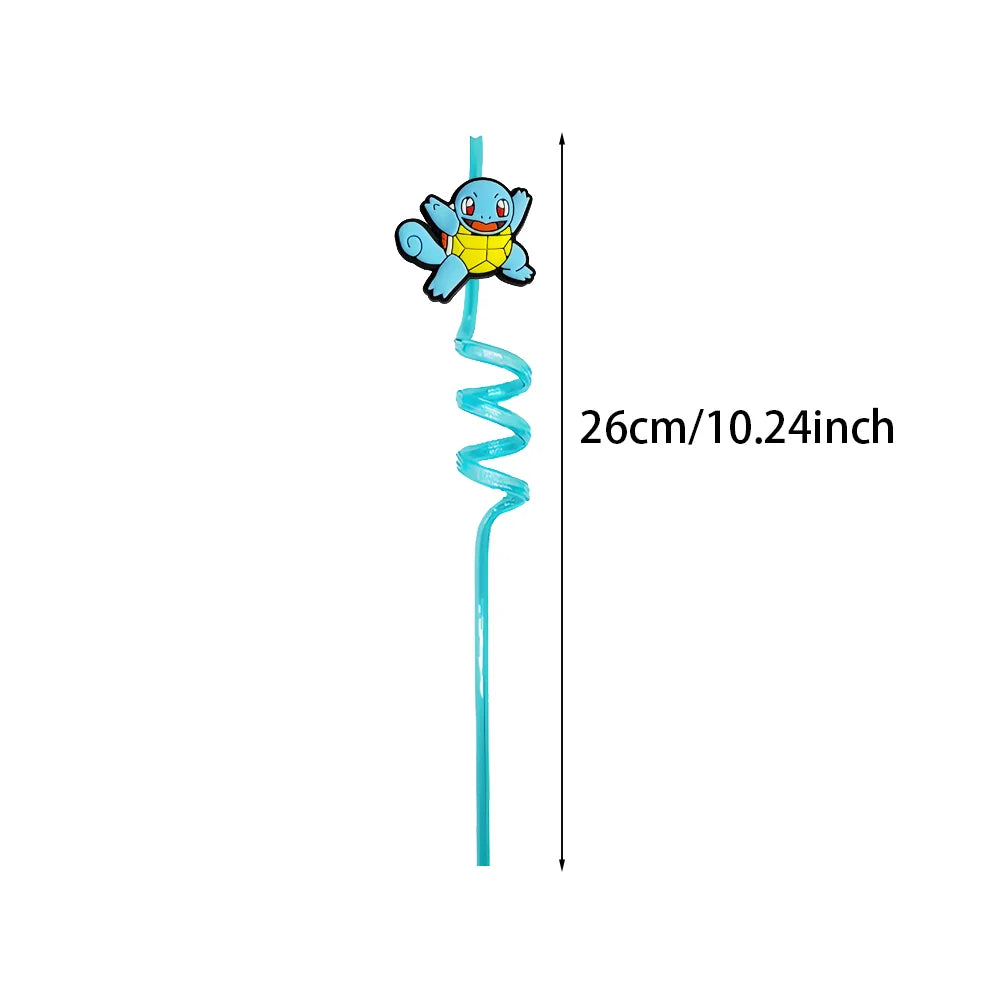 6/12/18pcs Pokemon Birthday Decorations Cartoon Straws Party Favors Reusable Drinking Straws Pikachu Cute Straws Birthday Suppli