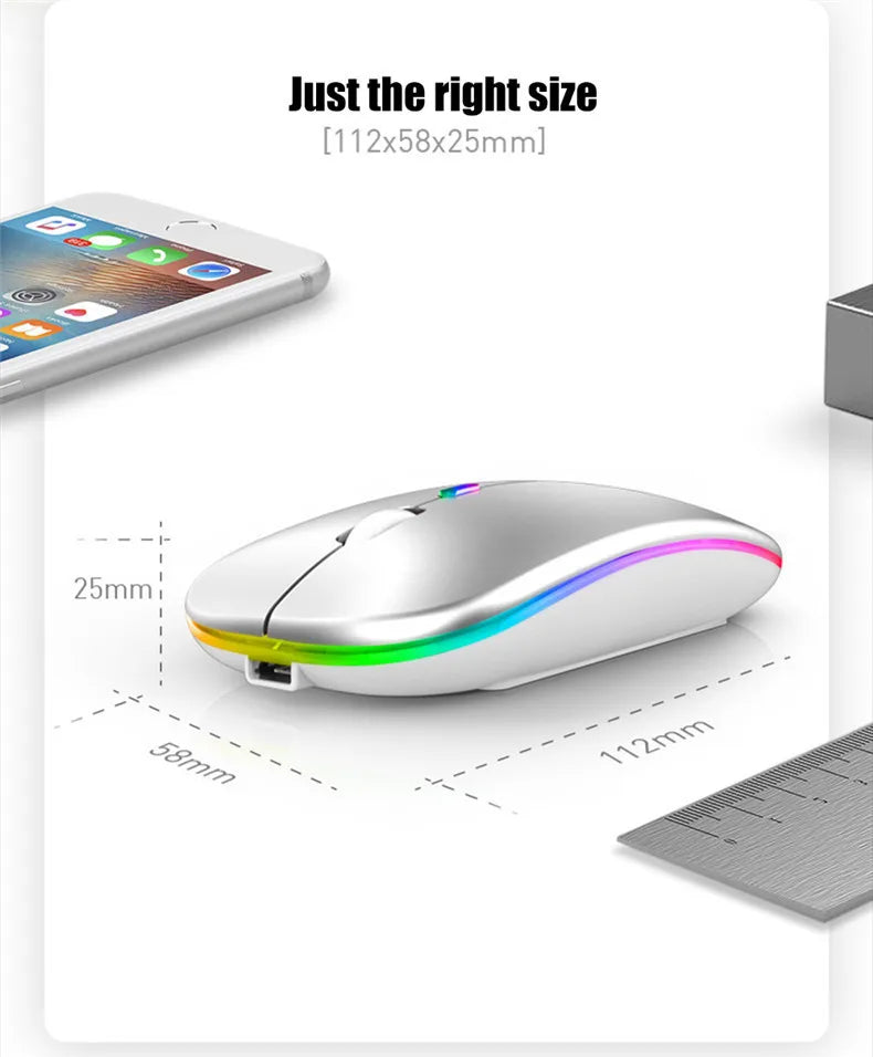 Wireless Mouse For Laptop PC Bluetooth Rechargeable Mouses Wireless Computer Silent Mice LED Backlit Ergonomic Gaming Mouse