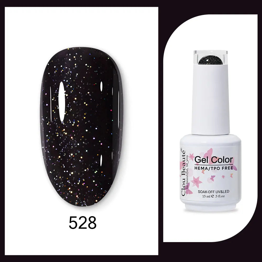 Clou Beaute 15ml Red Black White Green Neon Gel Nail Polish Base Top Coat Velvet Top 400 Colors Semi Permanent Gel Nail Varnish