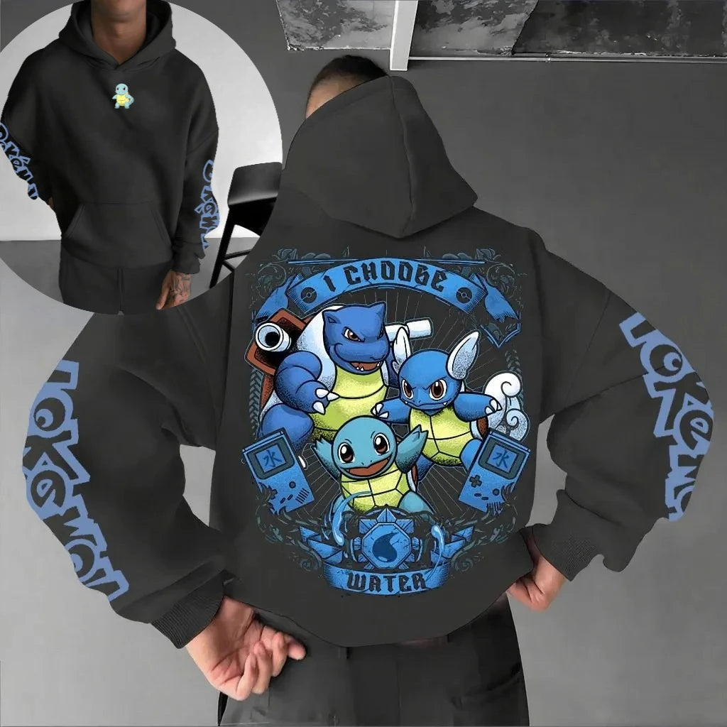 Pokemon Animation Derivatives Men's and Women's Summer Fashion Oversize Hoodie and Sweatpants Popular Top