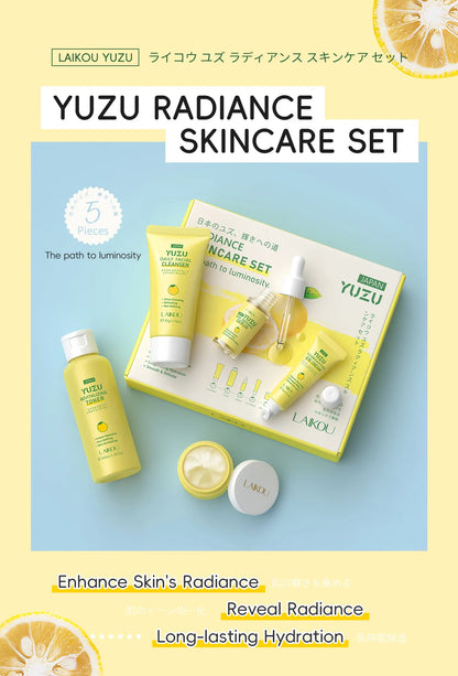 LAIKOU Japan Yuzu Skin Care Set: 5-Piece Radiance & Vitamin C Kit